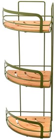 Γωνιακή Ραφιέρα Μπάνιου Bamboo Essentials 02-14865 49x19,5x19,5cm Olive-Natural Estia Metal,Bamboo