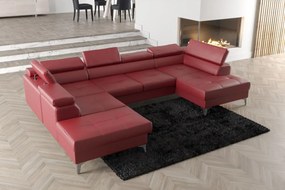 Γωνιακός καναπές Soreko Max II LTHR-Kokkino-Αριστερή