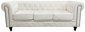 Καναπές Τριθέσιος ArteLibre AVERY Λευκό PU 208x90x73cm