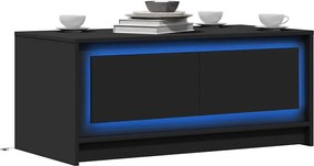 vidaXL Τραπεζάκι Σαλονιού με LED Φώτα Μαύρο από Επεξ. Ξύλο