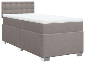 vidaXL Κρεβάτι Boxspring με Στρώμα Taupe 90x200 εκ. Υφασμάτινο