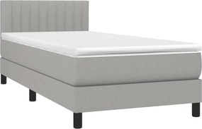 vidaXL Κρεβάτι Boxspring με Στρώμα Ανοιχτό Γκρι 100x200 εκ. Υφασμάτινο
