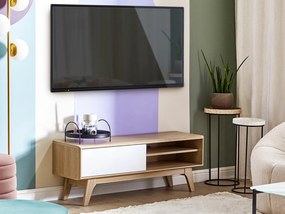 Τραπέζι Tv Berwyn 327, Ανοιχτό χρώμα ξύλου, Άσπρο, 117x44x35cm, 18 kg | Epipla1.gr