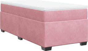 vidaXL Κρεβάτι Boxspring με Στρώμα Ροζ 100x200 εκ. Βελούδινο