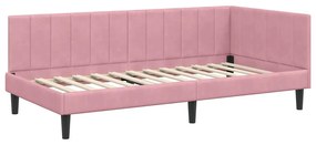 vidaXL Κρεβάτι Γωνίας με κεφαλάρι Ροζ 90 x 200 cm Βελούδο
