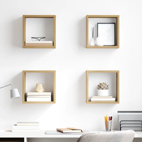 vidaXL Ράφια τοίχου Απλή βελανιδιά MDF με καπλαμά 26 x 15 x 26 εκ.