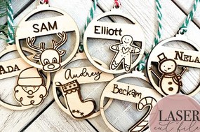 Σετ των 3 Intra απο ξύλο plywood 3mm-4mm πάχος Χριστουγεννιάτικα παιδικά στολίδια Δίασταση 8x8 cm INTRAFABR-71922871