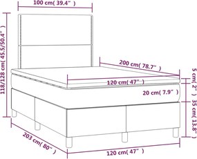 vidaXL Κρεβάτι Boxspring με Στρώμα Μαύρο 120 x 200 εκ. Βελούδινο