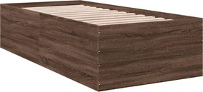 vidaXL Πλαίσιο Κρεβατιού Καφέ Δρυς 75x190 εκ. Επεξεργασμένο Ξύλο