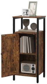 HOMCOM Κομοδίνο με αποθηκευτικό χώρο, 2 ανοιχτά ράφια, 3 θέσεις ρύθμισης, μαγνητική πόρτα, Καφέ