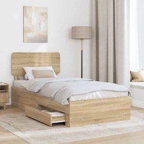 vidaXL Σκελετός Κρεβατιού Δρύς Sonoma 75 x 190 cm Επεξεργασμένο Ξύλο