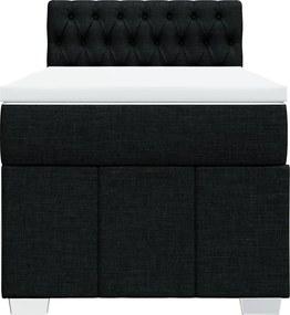 vidaXL Κρεβάτι Boxspring με Στρώμα Μαύρο 90x190 εκ.Υφασμάτινο