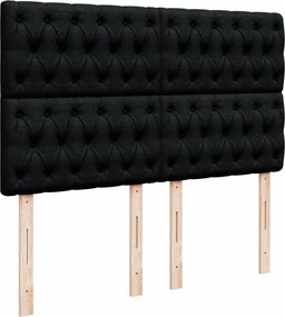 vidaXL Κρεβάτι Boxspring με Στρώμα Μαύρο 140x190 εκ. Υφασμάτινο