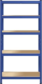 vidaXL Ραφιέρα Γωνιακή 5 Επιπέδων Μπλε από Ατσάλι &amp; Επεξεργασμένο Ξύλο