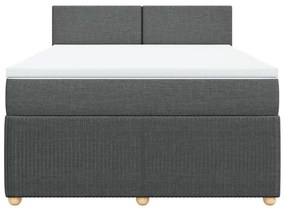 Κρεβάτι Boxspring με Στρώμα Σκούρο Γκρι 140x190 εκ. Υφασμάτινο - Γκρι