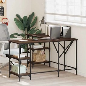 vidaXL Γραφείο Καφέ Δρυς 139x139x75 εκ. από Επεξεργασμένο Ξύλο