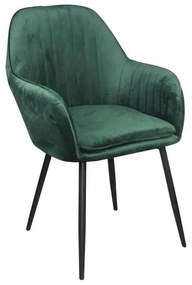 Valery Πολυθρόνα Μέταλλο Βαφή Μαύρο / Ύφασμα Velure Forest Green . Διάσταση: 55x61x87cm (Σετ 2 ΤΕΜ)