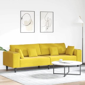 vidaXL Βελούδινος καναπές με μαξιλάρι Κίτρινο 210 cm Βελούδο