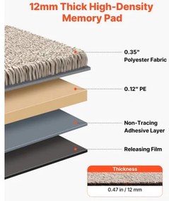 VEVOR Carpet Tiles 457x457 mm, 10 Pack Carpet Square Rug Detachable &amp; Damage-free, Self Adhesive Home Floor Soft Plush Padded for 2.1㎡ Coverage, Easy DIY for Living Room &amp; Bedroom, Light Brown