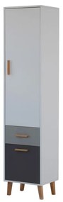 Ραφιέρα Timmy 2D1S Λευκό-Γραφίτη-Γκρι 46.8x36x199cm