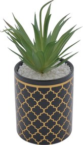 Τεχνητό Φυτό σε Κεραμικό Γλαστράκι σε Μεταλλική Χρυσή Βάση 10x21cm - Καφέ