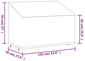 Κάλυμμα Διθέσιου Πάγκου Μαύρο 134x70x65/94εκ Ύφασμα Oxford 420D - Μαύρο