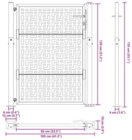 Πύλη κήπου Μαύρη 105x130 cm Ατσάλινος σταυρός σχεδιασμού - Μαύρο