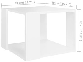Τραπεζάκι Σαλονιού Λευκό 40x40x30 εκ. από Επεξεργασμένο Ξύλο - Λευκό