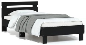 vidaXL Πλαίσιο Κρεβατιού με Κεφαλάρι &amp; λυχνίες LED Μαύρο 75 x 190 εκ.