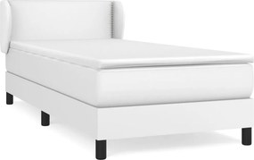 vidaXL Κρεβάτι Boxspring με Στρώμα Λευκό 100x200εκ.από Συνθετικό Δέρμα
