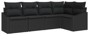 vidaXL Σετ Καναπέ Κήπου 5 pcs Μαύρο Πολυ ράταν