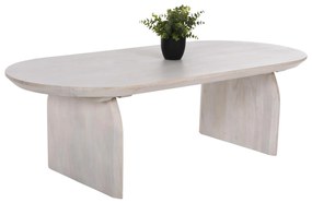 COFFEE TABLE OVAL HONKY  SOLID MANGO WOOD IN WHITE 130x60x40Hcm.