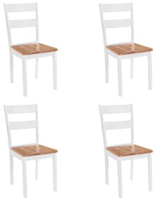 Καρέκλες Τραπεζαρίας 4 τεμ. Λευκές Μασίφ Ξύλο Καουτσουκόδεντρου - Λευκό