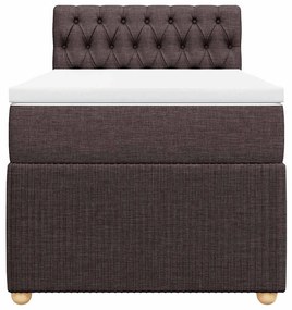 vidaXL Κρεβάτι Boxspring με Στρώμα Σκούρο Καφέ 90x190 εκ. Υφασμάτινο