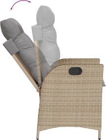 vidaXL Πολυθρόνα Κήπου Ανακλ/νη Μπεζ Συνθ. Ρατάν &amp; Μαξιλάρια