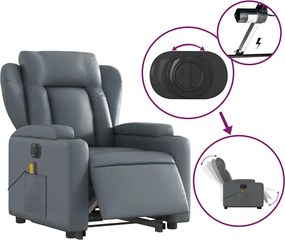 vidaXL Πολυθρόνα Μασάζ Ηλεκ Ανακλινόμενη με Ανύψωση Συνθετικό Δέρμα