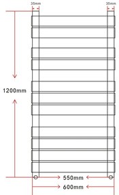 vidaXL Θερμαντικό Σώμα / Πετσετοκρεμάστρα Κεντρικής Θέρμανσης 600 x 1200 χιλ.