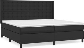 vidaXL Κρεβάτι Boxspring με Στρώμα Μαύρο 200x200 εκ. Συνθετικό Δέρμα
