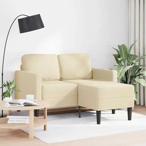 vidaXL 2θέσιος καναπές με καναπέ σε σχήμα L Κρέμα 125 εκ. Ύφασμα