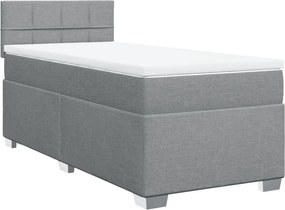 vidaXL Κρεβάτι Boxspring με Στρώμα Ανοιχτό Γκρι 90x200 εκ. Υφασμάτινο