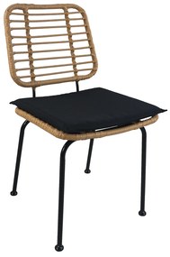 Καρέκλα Κήπου ArteLibre ATIUS Φυσικό/Μαύρο Μέταλλο/Rattan 46.5x55x86cm Arte-14510050