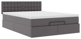 Οθωμανικό κρεβάτι με στρώμα Γκρι 140x200cm Faux Leather 3311311
