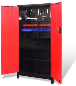 vidaXL Ντουλάπα Εργαλείων με Εργαλ. Μαύρη/Κόκκινη 90x40x180εκ Ατσάλ.