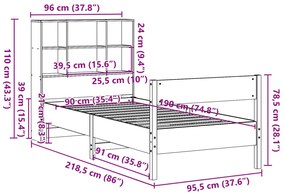 ΚΡΕΒΑΤΙ ΒΙΒΛΙΟΘΗΚΗ ΧΩΡΙΣ ΣΤΡΩΜΑ 90X190 ΕΚ ΜΑΣΙΦ ΞΥΛΟ ΠΕΥΚΟΥ 3323009