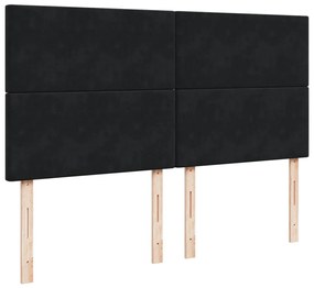 vidaXL Κρεβάτι Boxspring με Στρώμα Μαύρο 200x200 εκ. Βελούδινο