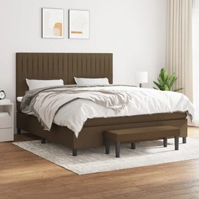 Κρεβάτι Boxspring με Στρώμα Σκούρο Καφέ 160x200 εκ Υφασμάτινο