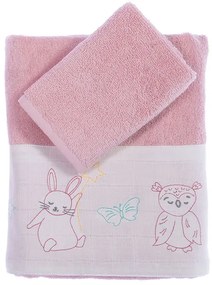 Σετ Βρεφικές Πετσέτες 2 Τεμαχίων Fly Love Pink (30×50)+(70×140) - Nef Nef