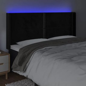 Κεφαλάρι Κρεβατιού LED Μαύρο 203x16x118/128 εκ. Βελούδινο - Μαύρο