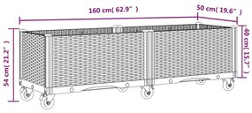 Ζαρντινιέρα Κήπου με Ροδάκια Αν.Γκρι 160x50x54εκ Πολυπροπυλένιο - Γκρι