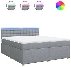 Κρεβάτι Boxspring με Στρώμα Ανοιχτό Γκρι 180x200 εκ. Υφασμάτινο - Γκρι